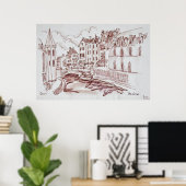 Vlaamse architectuur | Gent, België Poster (Thuiskantoor)