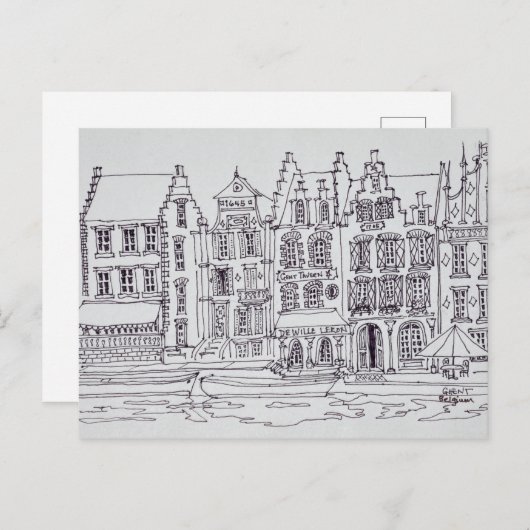 Vlaamse Architectuur waterfront, Gent, België Briefkaart (Voorkant / Achterkant)