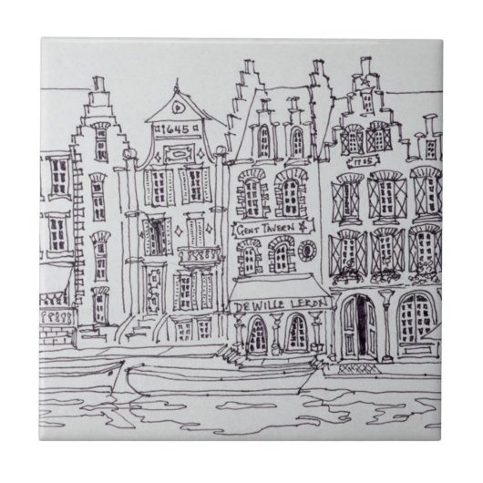 Vlaamse Architectuur waterfront, Gent, België Tegeltje (Voorkant)