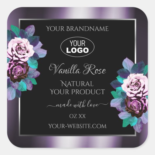 Vlaamse Floral Paars Black Product Labels Logo (Voorkant)