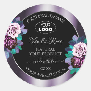 Vlaamse Floral Paars Black Product Labels Logo