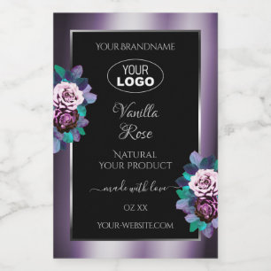 Vlaamse Floral Paars Black Product Labels Logo Voedselcontainer Etiket