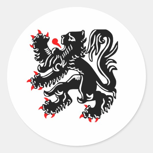 Vlaamse Leeuw. Ronde Sticker (Voorkant)