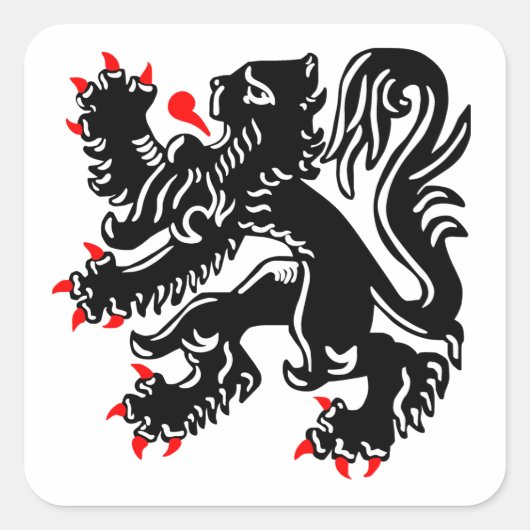 Vlaamse Leeuw. Vierkante Sticker (Voorkant)