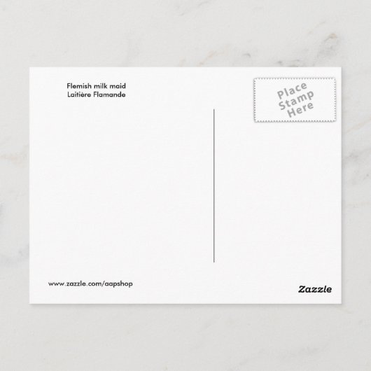  Vlaamse Melk Maid Briefkaart (Achterkant)