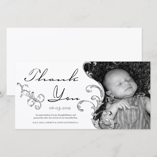  Vlaamse Nieuwe Baby Dank je kaart (Voorkant / Achterkant)