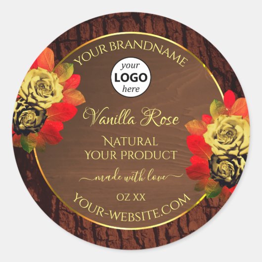 Vlaamse Rozen Etiket Donkerbruine houten Logo (Voorkant)