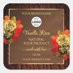 Vlaamse Rozen Etiket Donkerbruine houten Logo