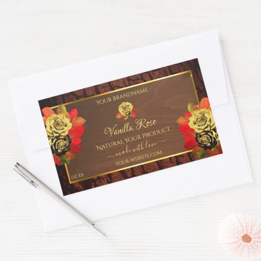 Vlaamse Rozen Etiket Donkerbruine houtkorrel (Envelop)