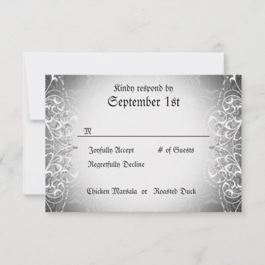 Vlaamse RSVP Bride & Groom Skeleton Dinner Cards (Voorkant)