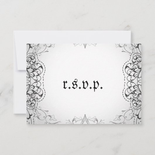 Vlaamse RSVP Bride & Groom Skeleton Dinner Cards (Achterkant)