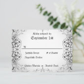 Vlaamse RSVP Bride & Groom Skeleton Dinner Cards Kaartje (Staand voorkant)
