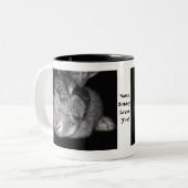 Vlaamse stommeling geeft je een beetje geld! tweekleurige koffiemok (Voorkant links)