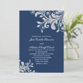 Vlaamse uitnodiging - blauw & zilver (Staand voorkant)