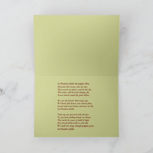 Vlaamse velden klaproos foto en gedicht kaart (Binnen)