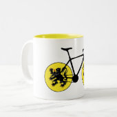 Vlaamse vlag fietsen tweekleurige koffiemok (Voorkant links)