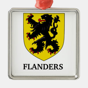 Vlaamse Wapenschild Heraldische Leeuw Metalen Ornament