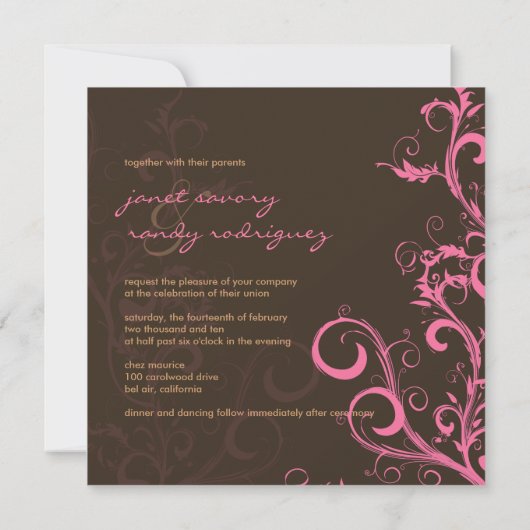 Vlaamse/zwemblaire bladeren/roze/chocolade/chocola kaart (Achterkant)