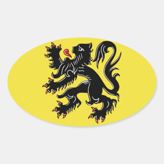 Vlaanderen (België) Vlag Ovale Sticker (Voorkant)
