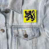 Vlaanderen, Belgische vlag Vierkante Button 5,1 Cm (In situ)