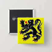 Vlaanderen, Belgische vlag Vierkante Button 5,1 Cm (Voorkant /achterkant)