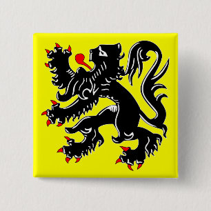 Vlaanderen, Belgische vlag Vierkante Button 5,1 Cm