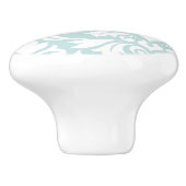 Vlaanderen Damask Art I White op Duck Egg Blue Keramische Knop (Zijkant)