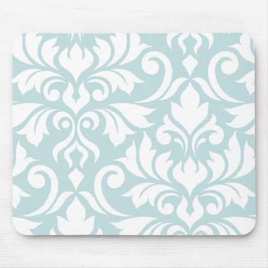Vlaanderen Damask Art I White op Duck Egg Blue Muismat (Voorkant)