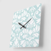 Vlaanderen Damask Art I White op Duck Egg Blue Vierkante Klok (Hoek)