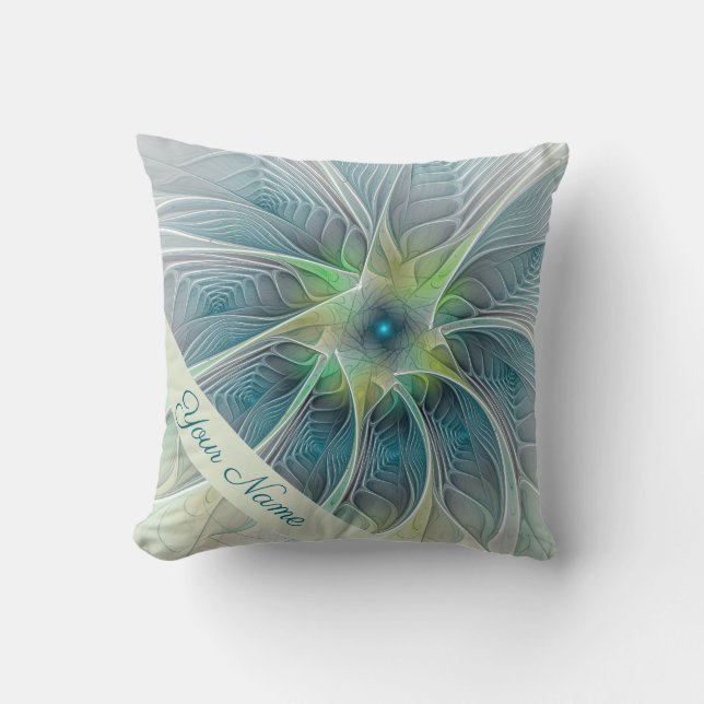 Vlaanderen Fantasy Modern Art Blue Green Flower Kussen (Voorkant)