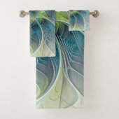 Vlaanderen Fantasy Modern Blue Green Fractal Flowe Bad Handdoek (Insitu)