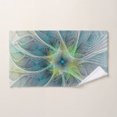Vlaanderen Fantasy Modern Blue Green Fractal Flowe Bad Handdoek (Handdoek)