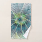 Vlaanderen Fantasy Modern Blue Green Fractal Flowe Bad Handdoek (Handdoek)