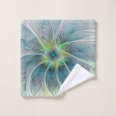 Vlaanderen Fantasy Modern Blue Green Fractal Flowe Bad Handdoek (Wasdoekje)