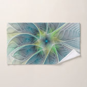 Vlaanderen Fantasy Modern Blue Green Fractal Flowe Bad Handdoek (Handdoek)