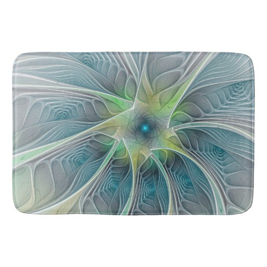 Vlaanderen Fantasy Modern Blue Green Fractal Flowe Badmat (Voorkant)