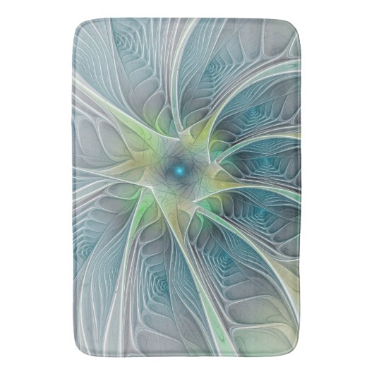 Vlaanderen Fantasy Modern Blue Green Fractal Flowe Badmat (Voorkant Verticaal)