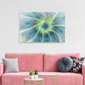 Vlaanderen Fantasy Modern Blue Green Fractal Flowe Canvas Afdruk (Insitu (Woonkamer))