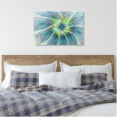 Vlaanderen Fantasy Modern Blue Green Fractal Flowe Canvas Afdruk (Insitu (Slaapkamer))