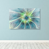 Vlaanderen Fantasy Modern Blue Green Fractal Flowe Canvas Afdruk (Insitu (Houten vloer))