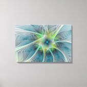 Vlaanderen Fantasy Modern Blue Green Fractal Flowe Canvas Afdruk (Voorkant)
