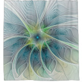 Vlaanderen Fantasy Modern Blue Green Fractal Flowe Douchegordijn (Voorkant)