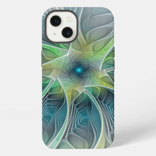 Vlaanderen Fantasy Modern Blue Green Fractal Flowe iPhone 13 Hoesje