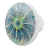 Vlaanderen Fantasy Modern Blue Green Fractal Flowe Keramische Knop (Rechts)