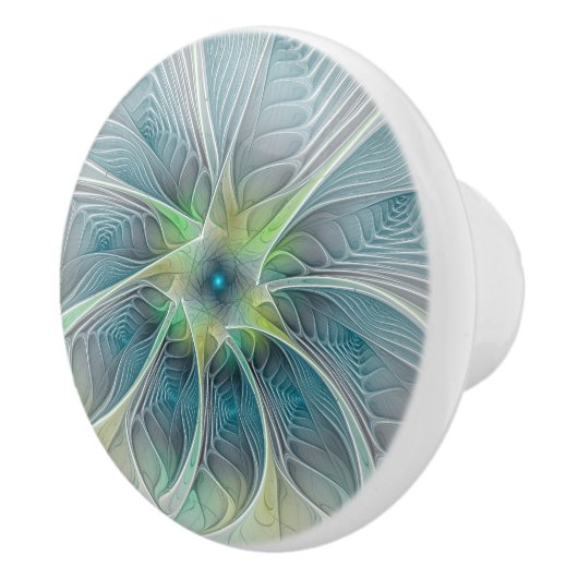 Vlaanderen Fantasy Modern Blue Green Fractal Flowe Keramische Knop (Rechts)