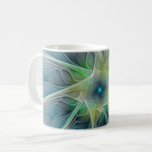 Vlaanderen Fantasy Modern Blue Green Fractal Flowe Koffiemok