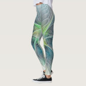 Vlaanderen Fantasy Modern Blue Green Fractal Flowe Leggings (Links)
