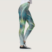 Vlaanderen Fantasy Modern Blue Green Fractal Flowe Leggings (Rechts)