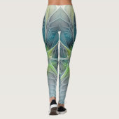 Vlaanderen Fantasy Modern Blue Green Fractal Flowe Leggings (Achterkant)