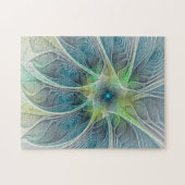 Vlaanderen Fantasy Modern Blue Green Fractal Flowe Legpuzzel (Horizontaal)